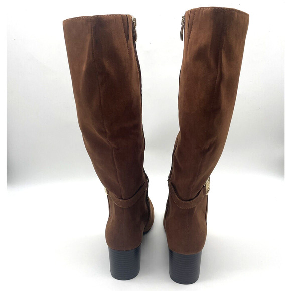 NWB Liz Claiborne 'LC RIGSBEE' Brown Faux Suede Zip Mid Calf Block Heel Boots 8M - Picture 7 of 16